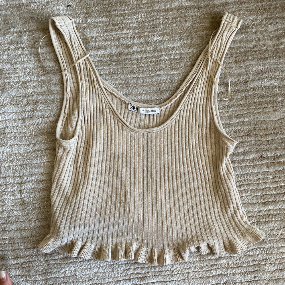 zara frilly tip tank top